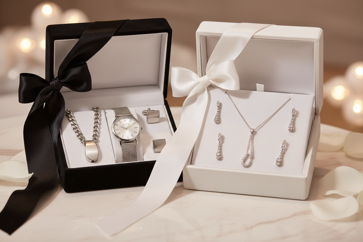 Luxury sterling silver his and hers jewelry gift set for couples
