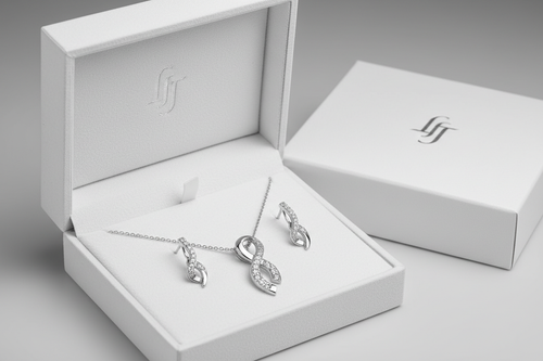 Luxury sterling silver necklace and earrings gift set for women