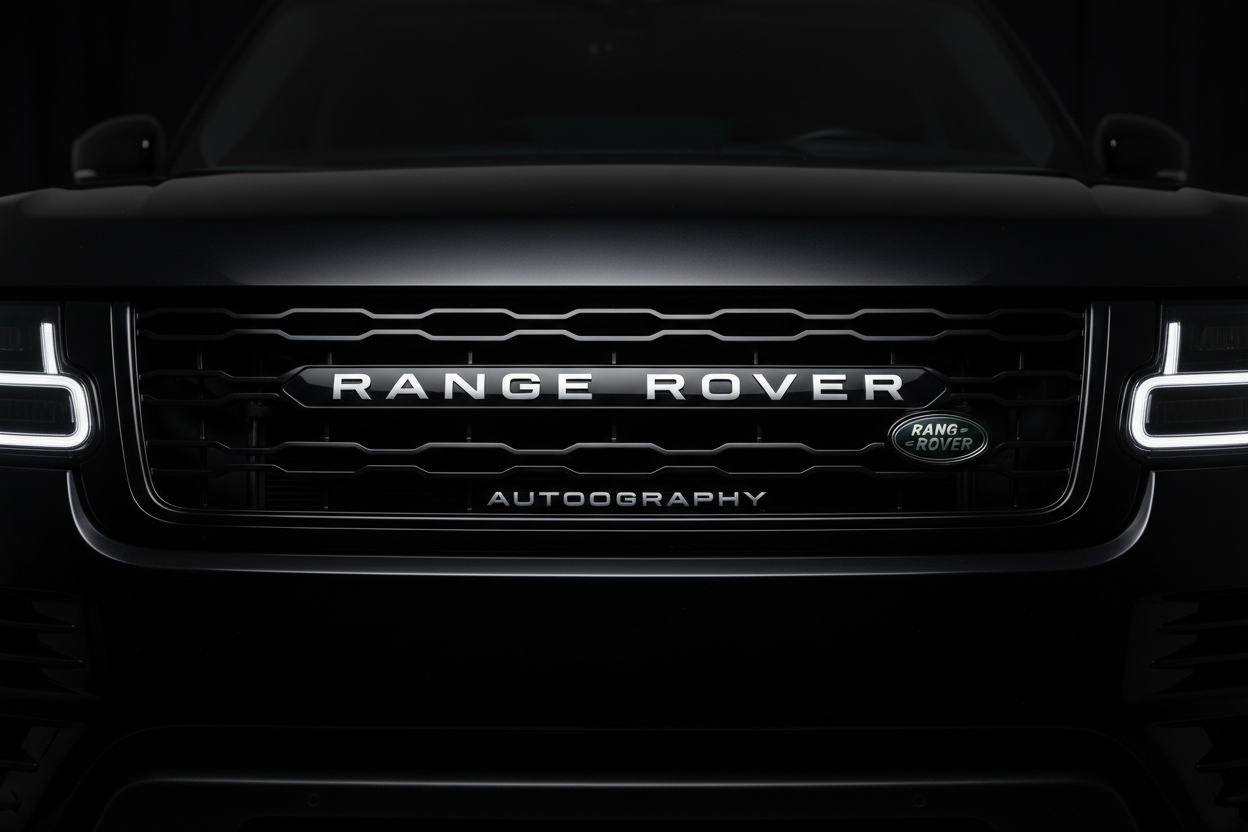 Black Range Rover Autobiography front grille close-up