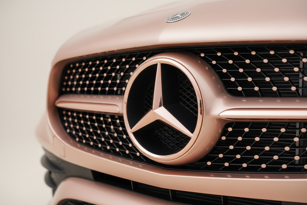 Rose gold Mercedes-Benz CLA front close-up