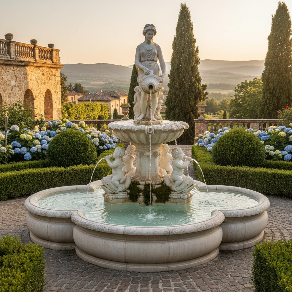 Premium garden fountain statue in luxury outdoor setting