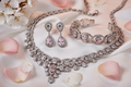 Sterling silver gemstone jewelry set for women with flower petals