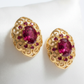 Gold Ruby Drop Earrings