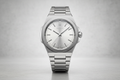 Luxury oversized brushed silver stainless steel men's watch