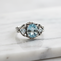 Silver blue topaz ring