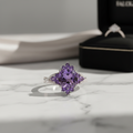 Silver purple amethyst ring
